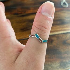 Genuine Turquoise + Coral Ring